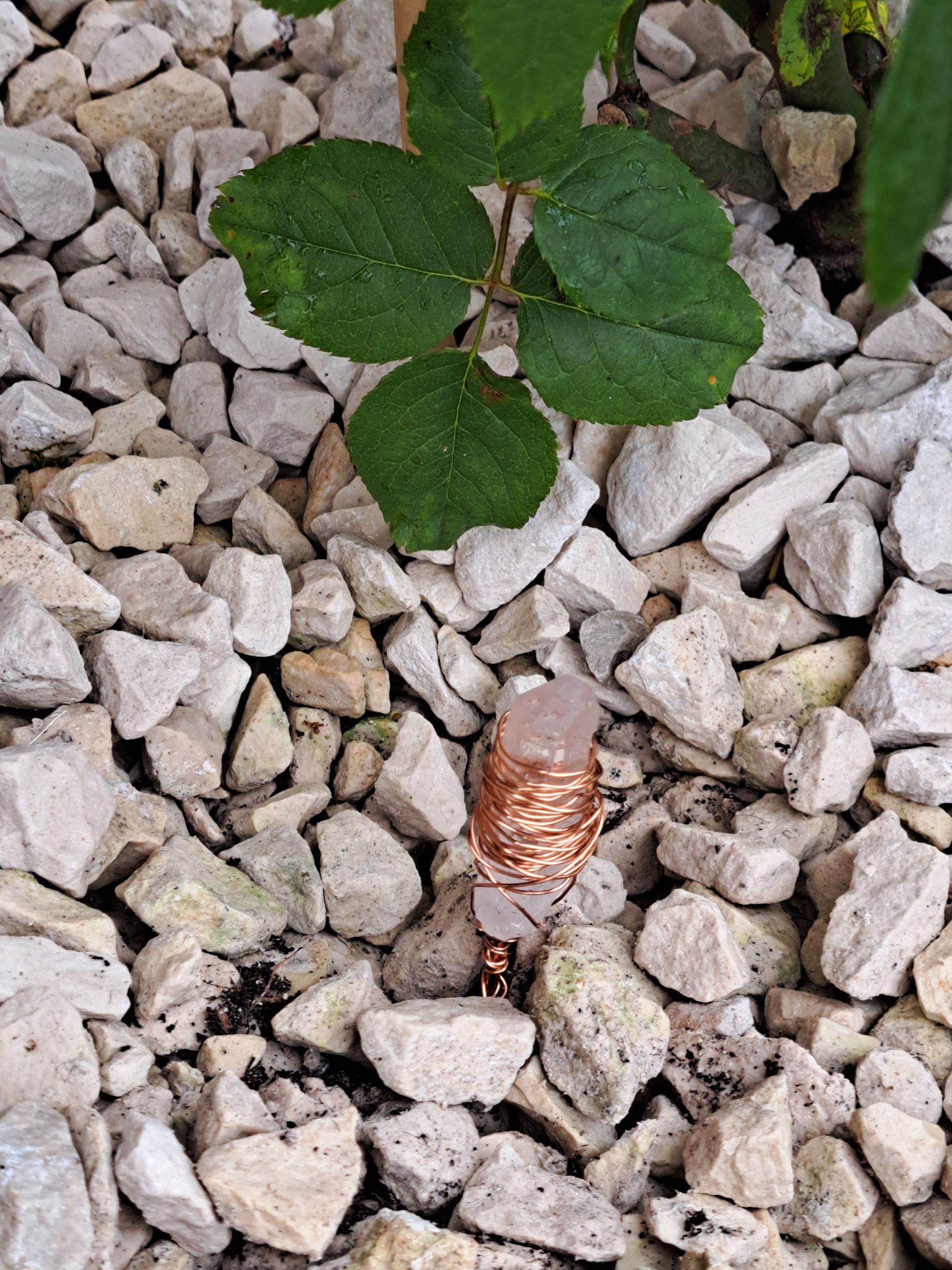 Copper wrapped Clear Quartz | Red Crystals